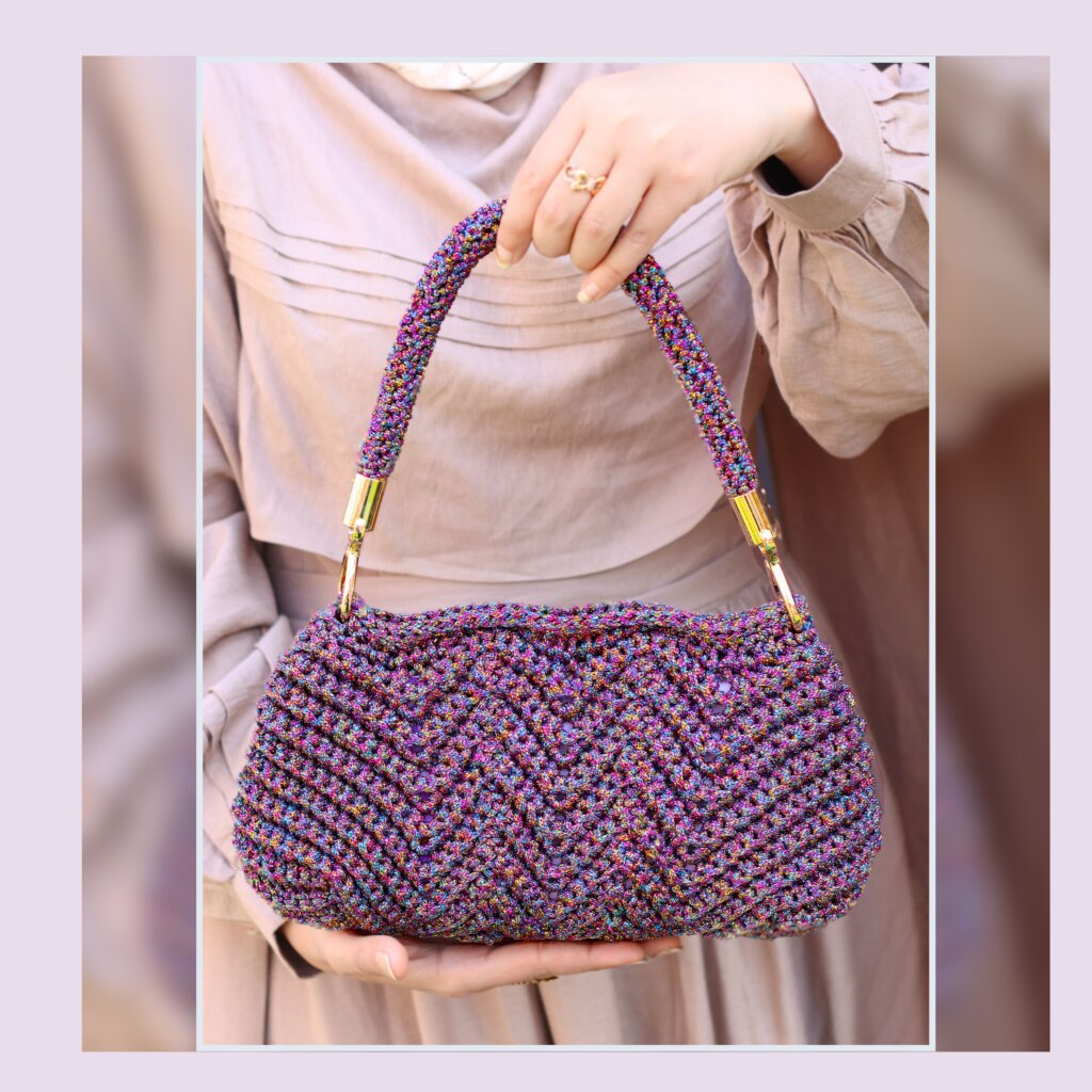 شنطة حريمى كروشيه purple waves